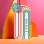 Arc Retro Line Pastel Arc-en-ciel Couleurs Nom du<br><div class="desc">Un motif funky en arc de cercle aux pastels - bleu, vert, jaune, orange et rouge. Le design rétro comprend des courbes et des lignes aux couleurs épaisses. Ajoutez votre nom ou supprimez le texte pour une couverture rétroactive amusante. Le nom est une police de contour tendance en gris. Si...</div>