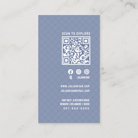 Arc rétro Whimsical Dusty Carte de visite bleu (Dos)