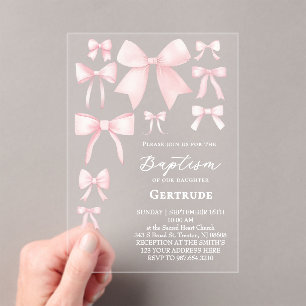 arc rose Baptême Invitation