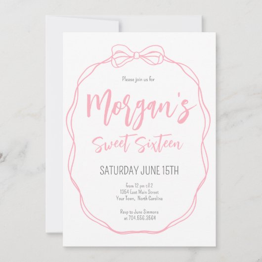 Arc rose Invitation Anniversaire, Preppy Girl Anni (Devant)