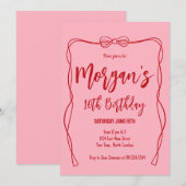 Arc rose Invitation Anniversaire, Preppy Girl Anni (Devant / Derrière)