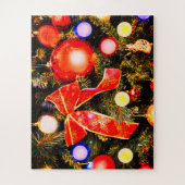 Arc rouge de Noël et baubles Puzzle (Vertical)