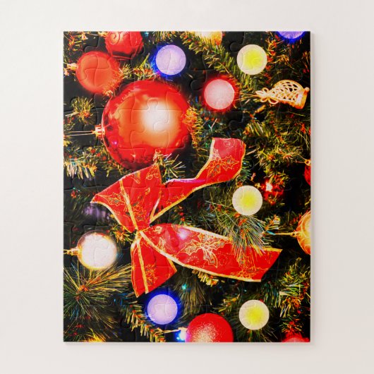 Arc rouge de Noël et baubles Puzzle (Vertical)