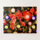 Arc rouge de Noël et baubles Puzzle (Horizontal)