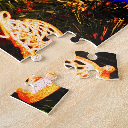 Arc rouge de Noël et baubles Puzzle (Côté)