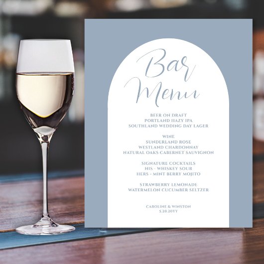 Arc Simple Élégant, Gris, Bar Mariage Menu Boire