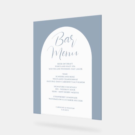 Arc Simple Élégant, Gris, Bar Mariage Menu Boire (Angle)