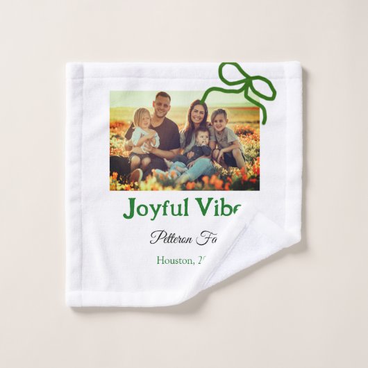 Arc vert joyeuse Vibes ajouter le nom de la photo (Gant de toilette)