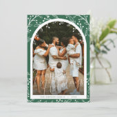 Arc vert moderne Carte de vacances photo famille (Debout devant)