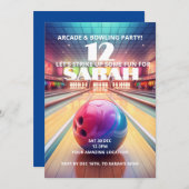 Arcade Bowling Anniversaire Invitation (Devant / Derrière)