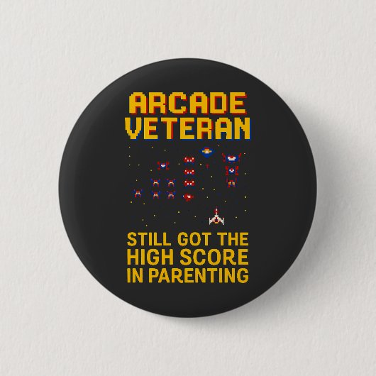 Arcade Dad Pixel Art – Retro Gamer Ronde Button 5,7 Cm (Voorkant)