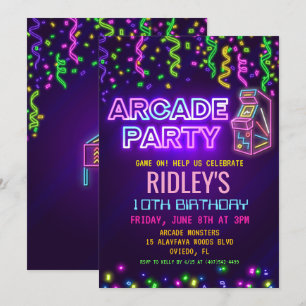 Arcade Feest Verjaardagsuitnodiging Kaart
