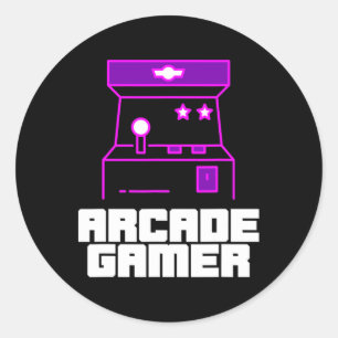 Arcade Gamer - Staande Kast Met Paarse Stijl Ronde Sticker