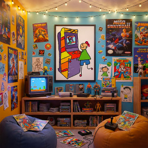 Arcade Gamer Stick Figuur Leuke videogame Poster