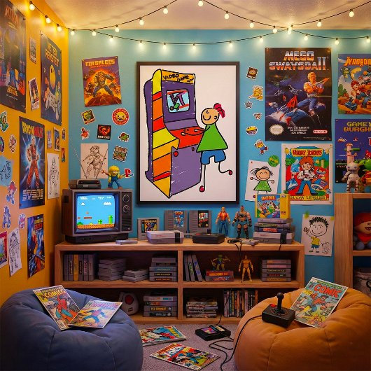 Arcade Gamer Stick Figuur Leuke videogame Poster