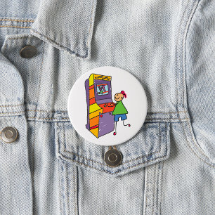 Arcade Gamer Stick Figuur Leuke videogame Ronde Button 7,6 Cm