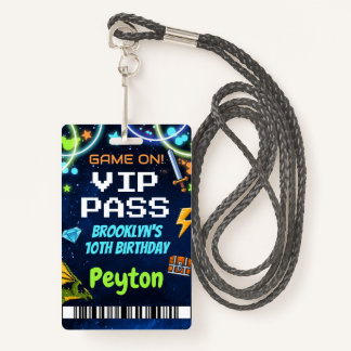 Arcade Games Verjaardag VIP Pass Lanyard Badge