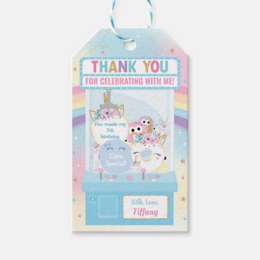 Arcade Meisje Verjaardag Schattige Blauwe Klauw Ma Cadeaulabel (Voorkant)