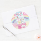 Arcade Meisje Verjaardag Schattige Roze Klauw Mach Ronde Sticker (Envelop)
