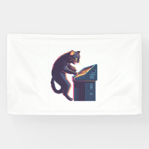 Arcade Meowster – Nostalgische gamer kat Spandoek