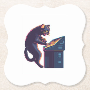 Arcade Meowster – Nostalgische gamerkat Kartonnen Onderzetters