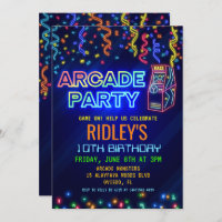 Arcade Party Anniversaire Invitation