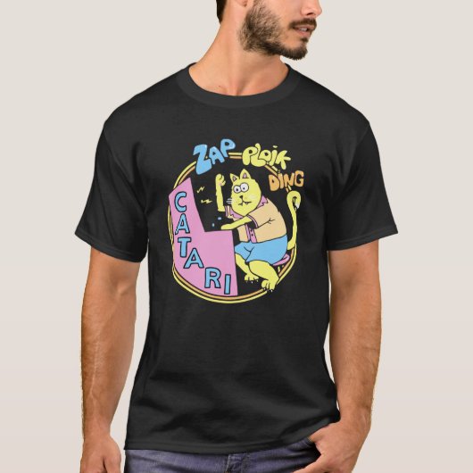 Arcade Retro Cat Kat Dustin T-shirt Essential uit  (Voorkant)