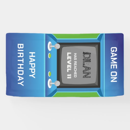 Arcade-verjaardag, gamer-verjaardagsuitnodiging spandoek (Horizontaal)