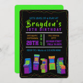 ARCADE VIDÉO JEU JEUX Anniversaire Fête Invitation (Devant / Derrière)