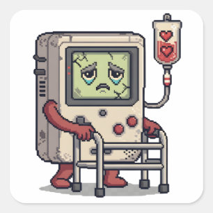 Arcade Videospel Verjaardag Level Up Gamer Vierkante Sticker