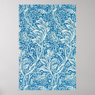 Arcadia Blue Floral Wallpaper van mei Morris Poster