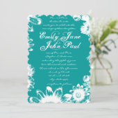 Arcadia Minty Blue Boho Floral Faire-part de maria (Debout devant)