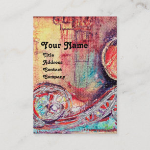 ARCADIA, Red Blue Yellow Silver Abstract Visitekaartje