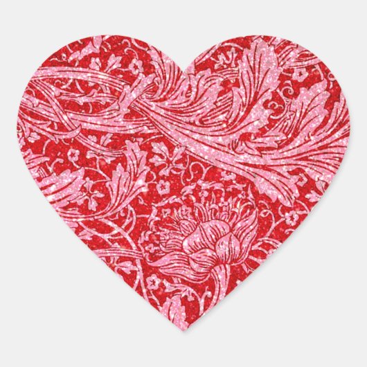 Arcadia, , zacht glitter rood en wit hart sticker (Voorkant)