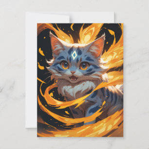Arcane Ember: Het Vlammende Kitten Vertrouwd Briefkaart