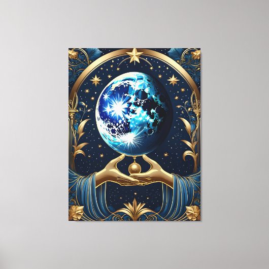 Arcane tarot schilderij met maan canvas afdruk (Voorkant)