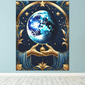 Arcane tarot schilderij met maan canvas afdruk (Insitu (Houten vloer))