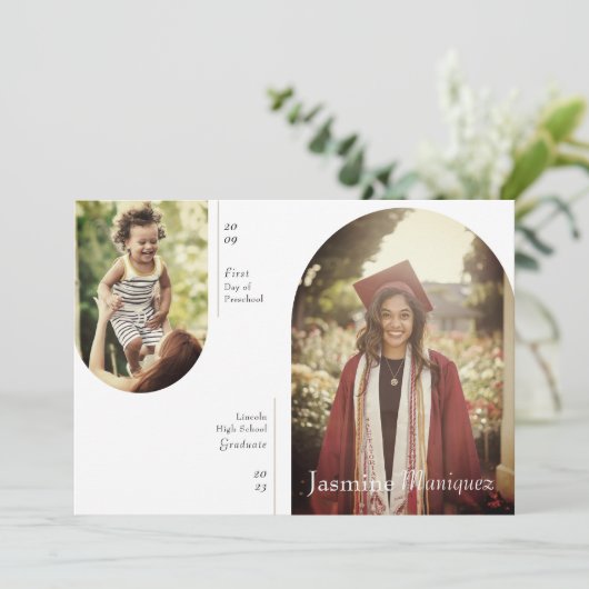 Arch 2 Photo Puis et maintenant Faire-part de dipl (Debout devant)