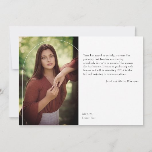 Arch 2 Photo Puis et maintenant Faire-part de dipl (Dos)