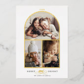Arch 3 Photo Merry & Bright Gold Foil Carte de vac (Recto)
