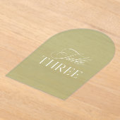 Arch Acryl Sage Groene Trouwtafel Drie Nummer Acryl Uitnodigingen (Laagn)