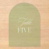 Arch Acryl Sage Groene Trouwtafel Nummer Uitnodigingen (Voorkant)