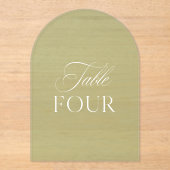 Arch Acryl Sage Groene Trouwtafel Vier Nummer Acryl Uitnodigingen (Voorkant)