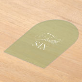 Arch Acryl Sage Groene Trouwtafel Zes Nummer Acryl Uitnodigingen (Laagn)