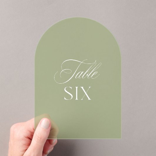 Arch Acryl Sage Groene Trouwtafel Zes Nummer Acryl Uitnodigingen (Insitu (Draagbaar))