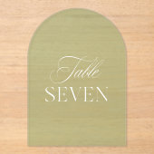 Arch Acryl Sage Groene Trouwtafel Zeven Nummer Acryl Uitnodigingen (Voorkant)