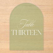 Arch Acrylic Green Wedding Table Thirteen Number Acryl Uitnodigingen (Voorkant)