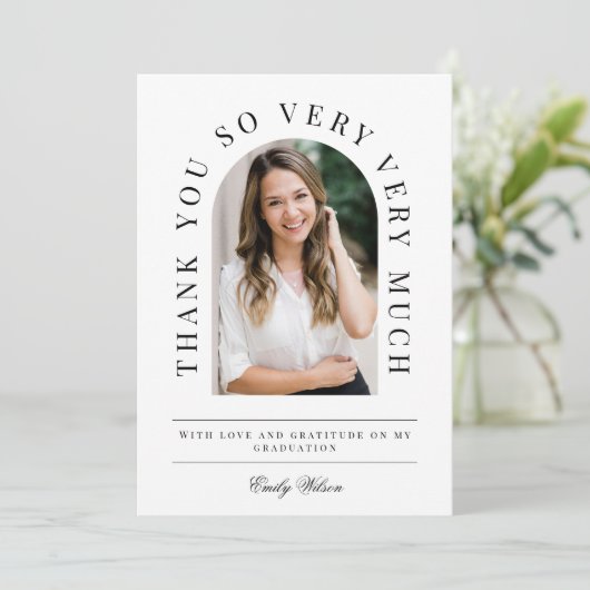 Arch Afstuderen Bedankt Kaart zwart-wit (Staand voorkant)