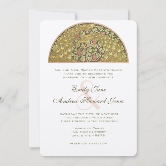 Arch Art Nouveau Peacock Birds Faire-part de maria (Devant)