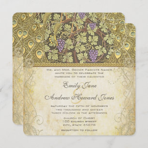 Arch Art Nouveau Peacock Birds Wedding Invitation Kaart